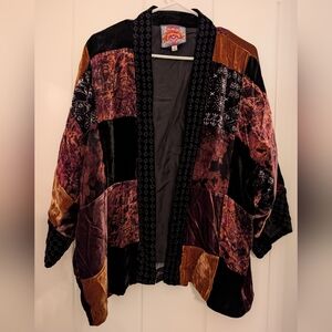 Johnny Was Patchwork Velvet & Silk Embroidered Kimono Jacket